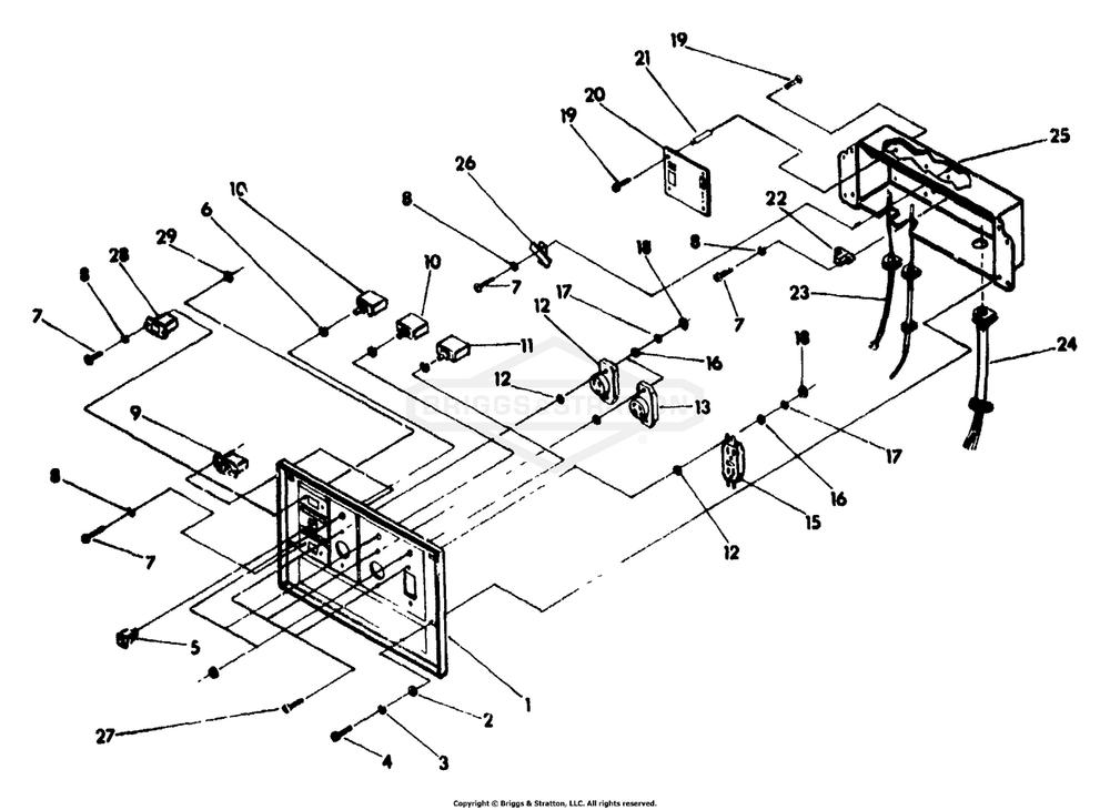 Control Panel Diagram and Parts List for 9803-0 MC5500 Briggs and Stratton Generator